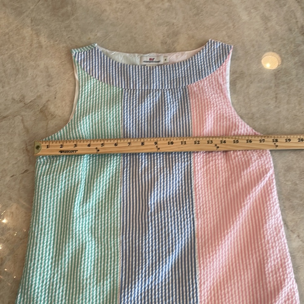Vineyard Vines Pastel Stripe Seersucker Shift Dress - Mint, Blue, Pink - Picture 5 of 13